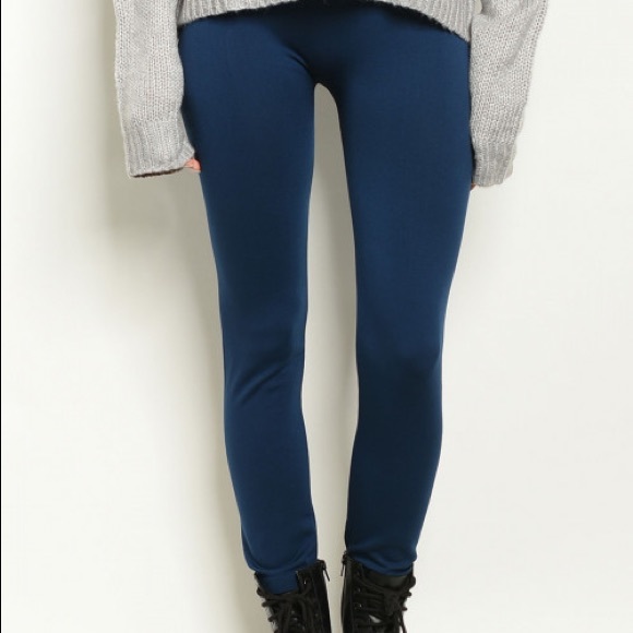 2PC Fleece Lined High Waist Leggings 1Black 1Navy - Picture 5 of 6